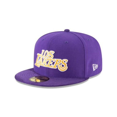 Purple Los Angeles Lakers Hat - New Era NBA Team Front 59FIFTY Fitted Caps USA9017543